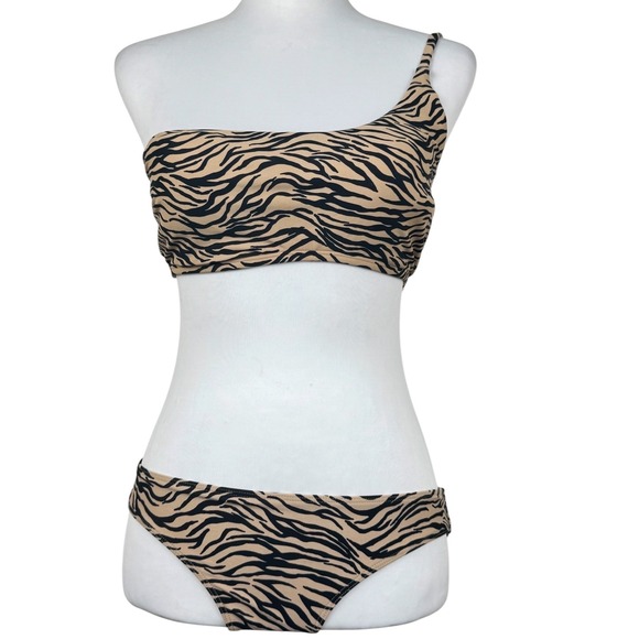 Hollister Other - Hollister Zebra Stripe Tan & Black Bikini Set Top Size Medium Bottom Small